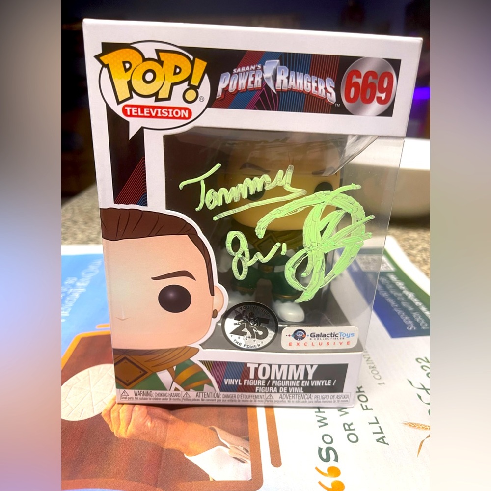 Green Ranger Funkos Pop Galactic Toys Exclusive Signed by Jason Frank
